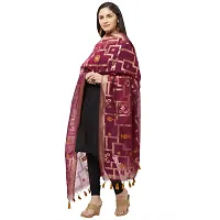 Faserz Woven Matka Silk Jamdani dupatta Women's chunni (Dark Pink_2.30 * 0.90 mts)-thumb3