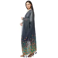 Faserz Woven Matka Silk Jamdani dupatta Women's chunni (Dark Blue, Dark Grey_2.30 * 0.90 mts)-thumb1