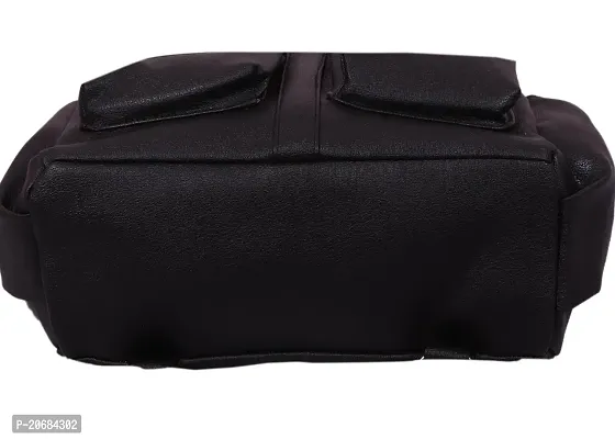 FutureWorld Women Backpack Waterproof Bag Zipper Type in PU (Black)-thumb4