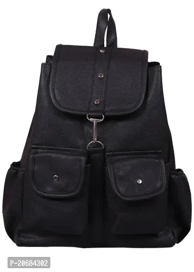 FutureWorld Women Backpack Waterproof Bag Zipper Type in PU (Black)-thumb0