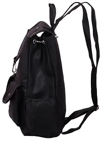 FutureWorld Women Backpack Waterproof Bag Zipper Type in PU (Black)-thumb1