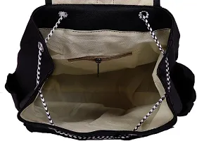 FutureWorld Women Backpack Waterproof Bag Zipper Type in PU (Black)-thumb4