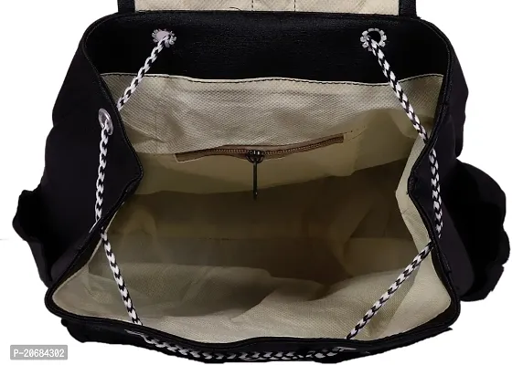 FutureWorld Women Backpack Waterproof Bag Zipper Type in PU (Black)-thumb5