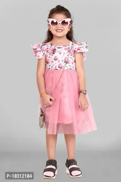 New launching Frock Toddler Girls Floral Print Butterfly Sleeve Combo Dress-thumb0