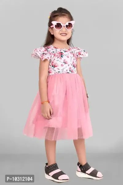 New launching Frock Toddler Girls Floral Print Butterfly Sleeve Combo Dress-thumb2