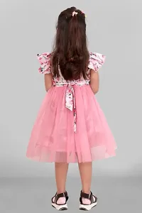 New launching Frock Toddler Girls Floral Print Butterfly Sleeve Combo Dress-thumb3