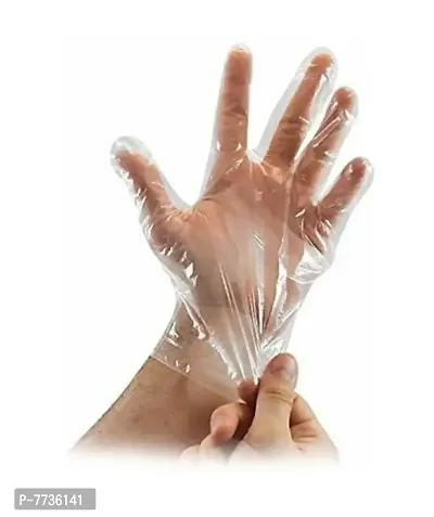 Disposable Plastic Gloves, Polythehe Hand Gloves Set of 200Pcs-thumb0