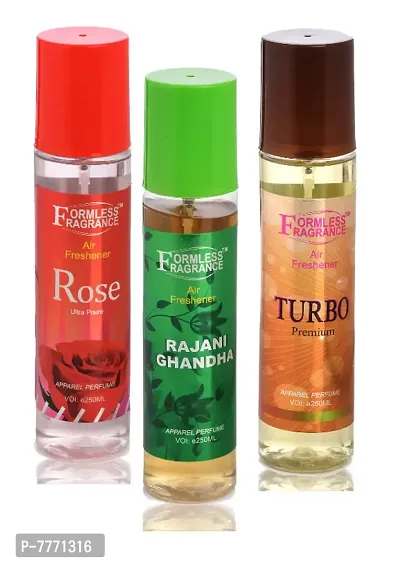 Formless Rose, Rajanigandha  Turbo Room Air Freshener 250ml each pack of 3