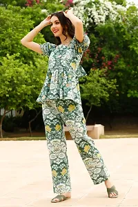 Trendy Green Cotton Printed Co-ords Sets For Womens-thumb3