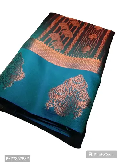 Stylish Art Silk Green Jacquard Saree with Blouse piece-thumb0