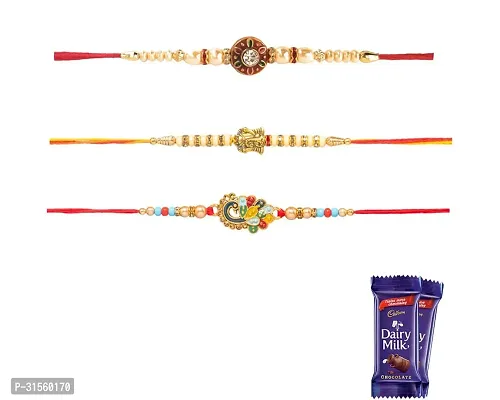 Designer Rakhi 3 Piece With Chocolate Combo-thumb0