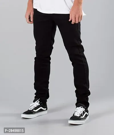 Men Black Slim Fit Mid-Rise Clean Look Stretchable Jeans-thumb0