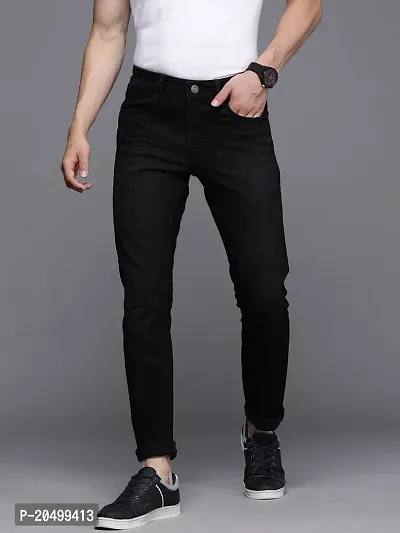 Men Mid-Rise Clean Look Stretchable Jeans-thumb0