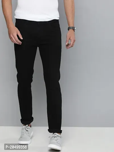 Men Regular Fit Mid-Rise Clean Look Cotton Jeans-thumb0