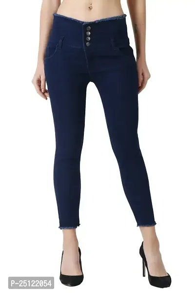 Women Denim Dark Blue Stretchable Jeans-thumb2