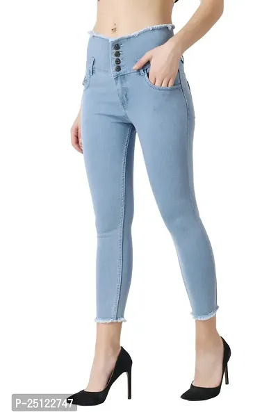 Women Denim Sky Blue Stretchable Jeans-thumb2