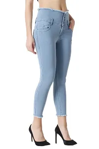 Women Denim Sky Blue Stretchable Jeans-thumb2