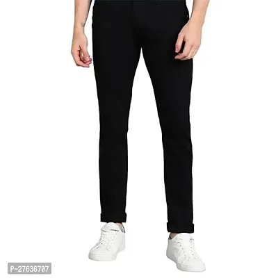 Men Slim Mid Rise Black Jeans