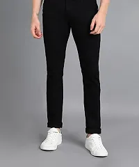 Men Slim Mid Rise Black Jeans-thumb1