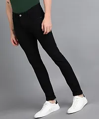 Men Slim Mid Rise Black Jeans-thumb2