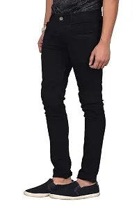 Men Slim Mid Rise Black Jeans-thumb1