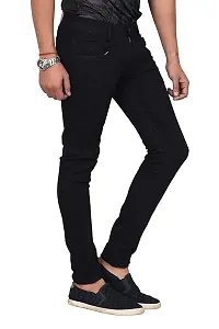 Men Slim Mid Rise Black Jeans-thumb2