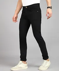 Men Slim Mid Rise Black Jeans-thumb2