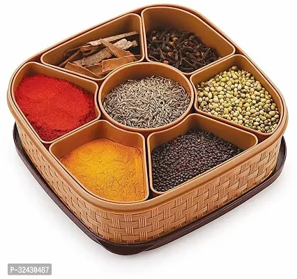 Plastic Square 7 Sections Multipurpose Masala Rangoli Dabba Box Set-thumb0