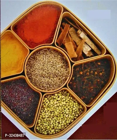 Plastic Square 7 Sections Multipurpose Masala Rangoli Dabba Box Set-thumb4