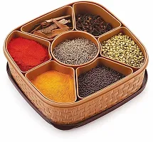 Plastic Square 7 Sections Multipurpose Masala Rangoli Dabba Box Set-thumb2