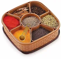 Plastic Square 7 Sections Multipurpose Masala Rangoli Dabba Box Set-thumb1