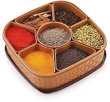 Plastic Square 7 Sections Multipurpose Masala Rangoli Dabba Box Set-thumb1