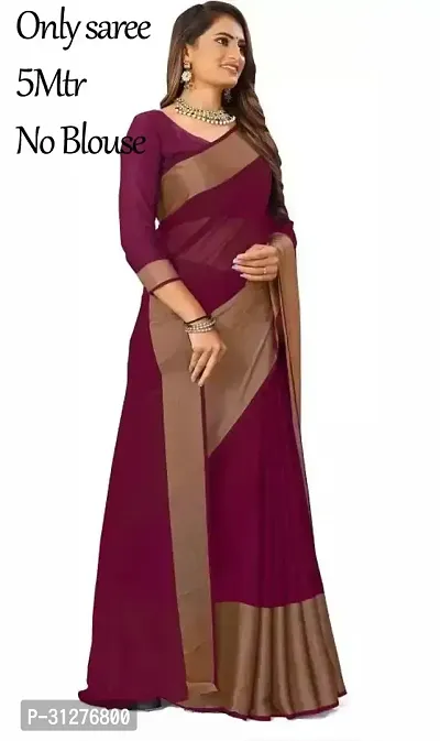 Stylish Chiffon Maroon Solid Saree without Blouse Piece For Women-thumb0