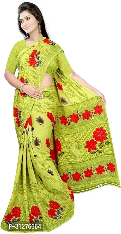 Stylish Georgette Multicoloured Printed Saree with Blouse Piece For Women-thumb0