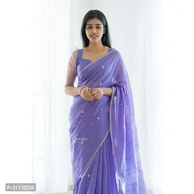 Stylish Art Silk Purple Jacquard Saree with Blouse piece For Women-thumb0