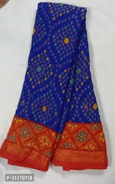 Elegant Multicoloured Brasso Saree with Blouse piece For Women-thumb0