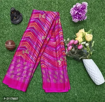 Elegant Multicoloured Crepe Saree with Blouse piece For Women-thumb0