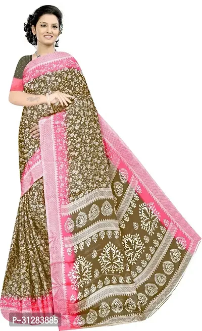 Stylish Crepe Multicoloured Printed Saree with Blouse Piece For Women-thumb0