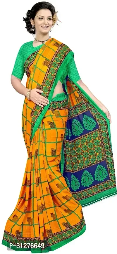 Stylish Georgette Multicoloured Printed Saree with Blouse Piece For Women-thumb0