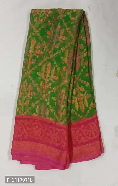 Elegant Multicoloured Chiffon Saree with Blouse piece For Women-thumb0