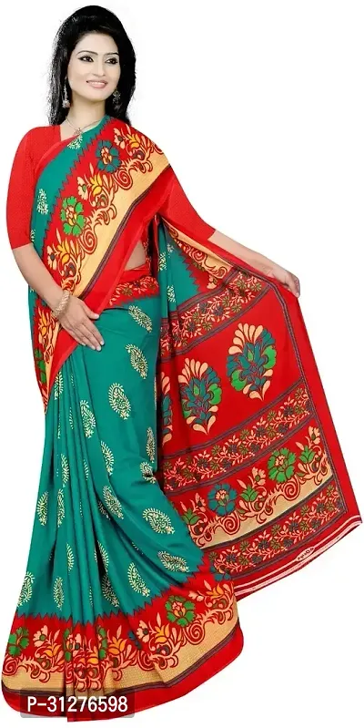 Stylish Georgette Multicoloured Printed Saree with Blouse Piece For Women-thumb0