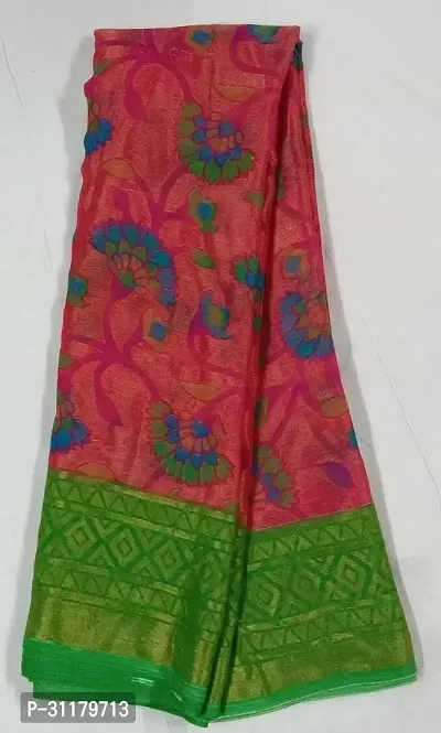 Elegant Multicoloured Brasso Saree with Blouse piece For Women-thumb0