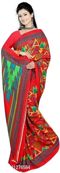 Stylish Georgette Multicoloured Printed Saree with Blouse Piece For Women-thumb0