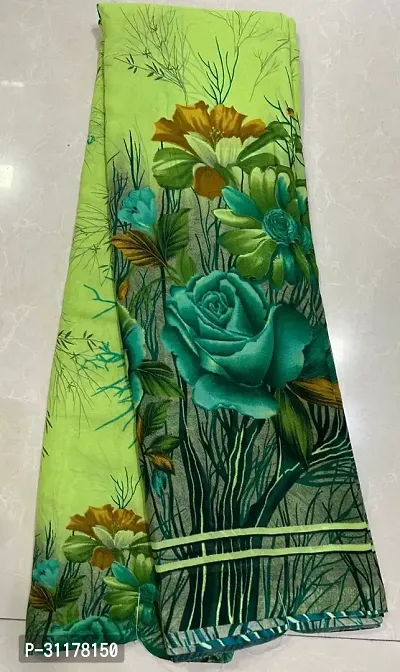 Stylish Georgette Green Printed Saree with Blouse piece For Women-thumb0