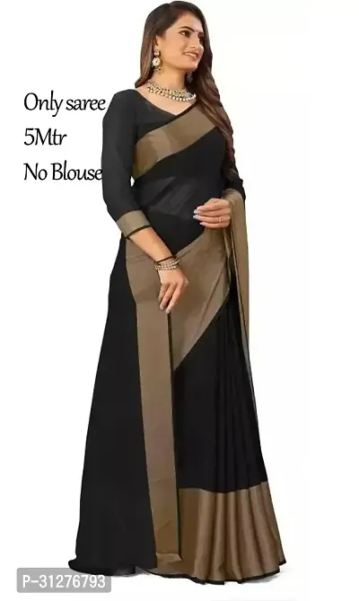 Stylish Chiffon Black Solid Saree without Blouse Piece For Women-thumb0