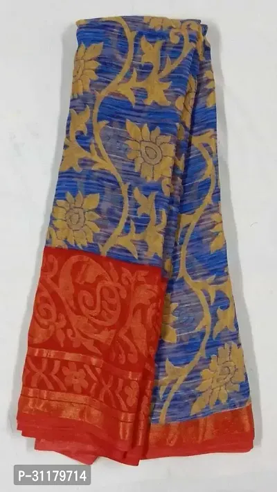 Elegant Multicoloured Brasso Saree with Blouse piece For Women-thumb0