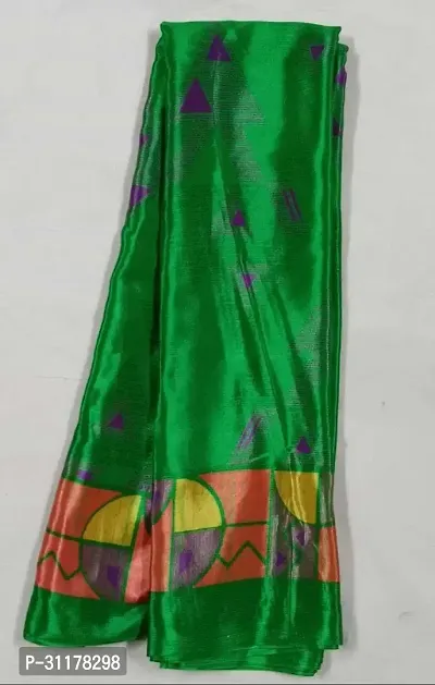 Stylish Georgette Green Printed Saree with Blouse piece For Women