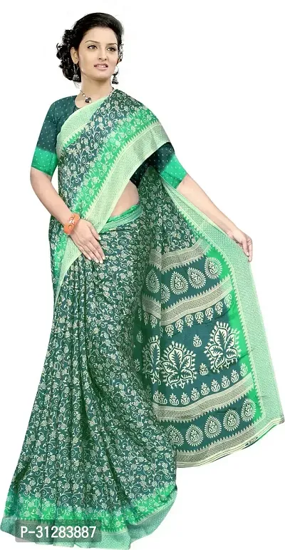 Stylish Crepe Multicoloured Printed Saree with Blouse Piece For Women-thumb0