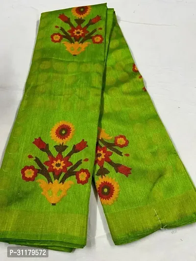 Elegant Green Brasso Saree with Blouse piece For Women