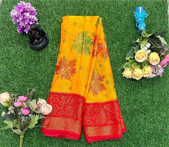 Chiffon Braso silk Digital running blouse saree